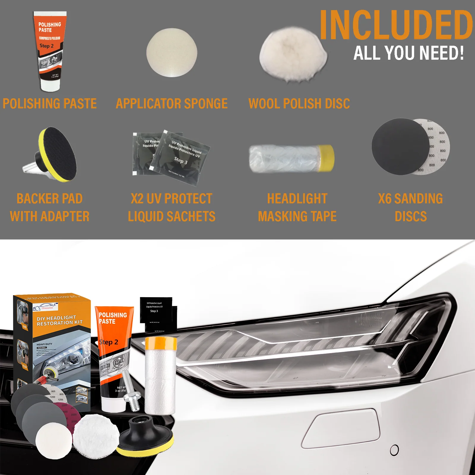 Xtremeauto Headlight Restoration Kit, With Drill Attachment - Image 5