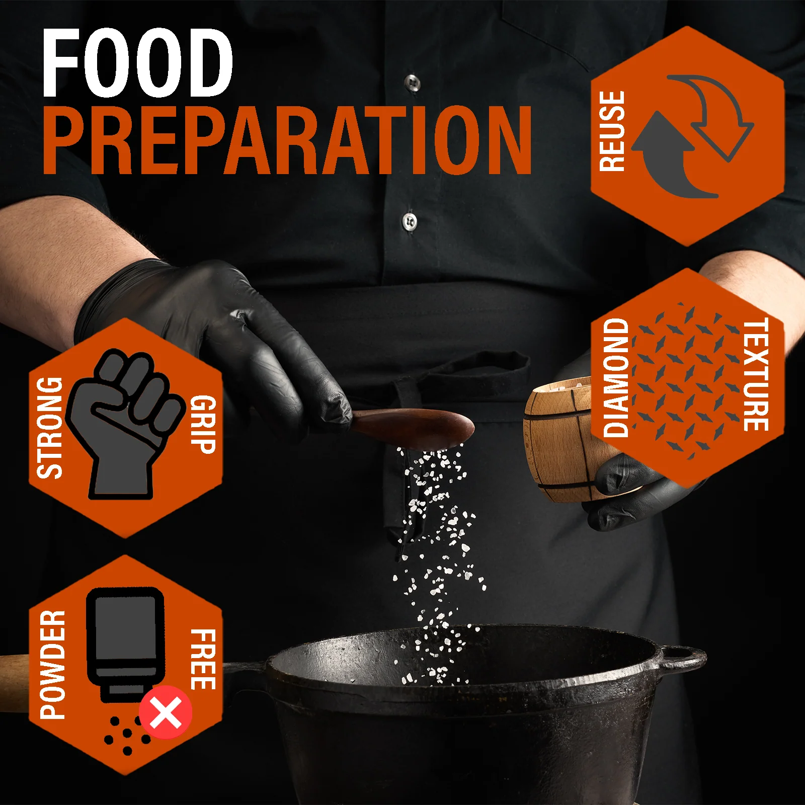 Xtremegrip Black Nitrile Gloves, Pack Of 50 Diamond Texture Grip Gloves - Image 5