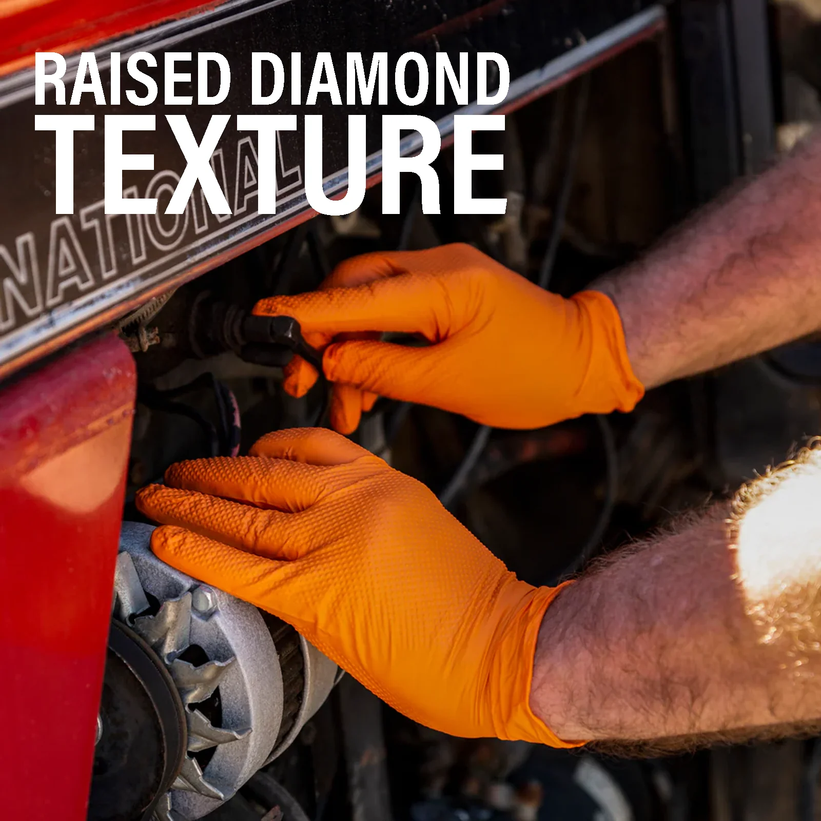 Xtremegrip Orange Nitrile Gloves, Pack Of 50 Diamond Texture Grip Gloves - Image 4